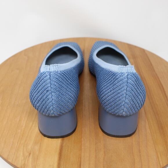 Vivaia Shoes Womens 6 Square Toe Chunky Heels Melody Pro Block Knit Pumps Blue - Picture 7 of 11